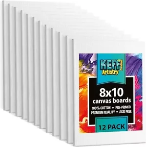 Canvases for Painting - 8x10 12 Pack Art Paint Canvas Panels Set Boards - Picture 1 of 7
