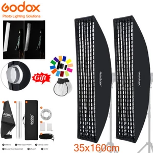 US 2x Godox 35x160cm Honeycomb Grid Softbox Bowens Mount fr Wedding Studio Photo - Picture 1 of 24