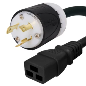 NEMA L5-30P to C19 Power Cord - 15 ft, 20A/125V 12 AWG - Iron Box # IBX-4941 - Picture 1 of 1