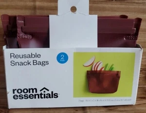 Bolsa de bocadillos reutilizable Burgandy de 2 piezas Room Essentials nueva en paquete - Imagen 1 de 8