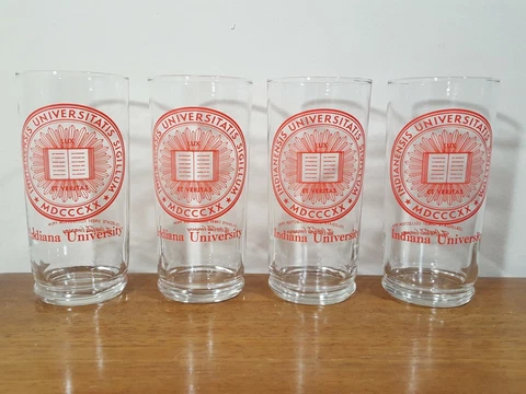 Vtg Indiana University IU COCA-COLA Collegiate Crest Collection Glasses Tumblers Cover