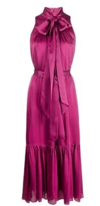 Zimmermann Tie Neck Billow Dress | Petunia/Hot Pink, 100% Silk, Picnic, Belted - Picture 1 of 4