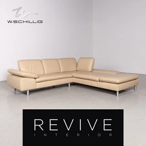 Willi Schillig Loop Designer Leather Sofa Beige Real Corner Couch #7817 - Picture 1 of 11