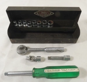 VTG SK Tools 13 PC 6 PT SAE Socket Set 1/4" Drive Ratchet Driver Extensions Case - Picture 1 of 11