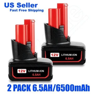 Batería de capacidad extendida Lizone 2PC 6.5AH para Milwaukee 12V litio XC6.0 6.0Ah - Imagen 1 de 9