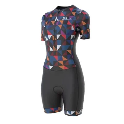 Women Trisuit Triathlon Cycling Running  swiming Tri Skinsuit Gel Padded - image 1 of 4