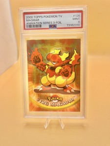 Magmar #126 Series 3 Pokemon Card Blue Logo Foil Graded PSA 9 MINT