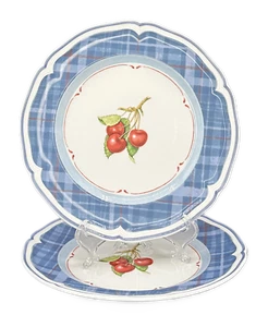 Villeroy & Boch Cottage Accent Salad Plate Blue Plaid Set of 2 - Picture 1 of 5