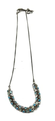 Fossil Crystals in Blue and Irridescent On Silver Chain Necklace - Image 1 of 4