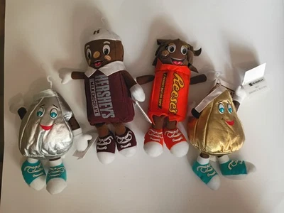 Lot 4 Hershey's Plush Bean Bag Kisses Reeses Peanut Butter ChocolateCup 8"- 10"  - Image 1 of 3