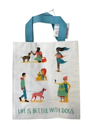 Сумка с короткими ручками Primitives от Kathy Daily белая Life Is Better with Dogs 9 футов x 10 дюймов x 5 дюймов НОВАЯ - Изображение 1 из 4