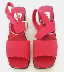 Cervelle Sandalen Schuhe NEU mit Etikett Slingback cranberryrot Canvas Damen 8 1/2 M - Bild 1 von 8