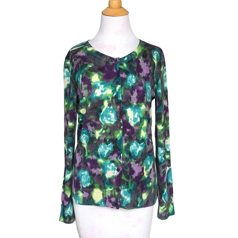 Talbots мягкий ангорской смеси кнопка спереди кардиган, размер M, фиолетовый, зеленый, синий - Изображение 1 из 4