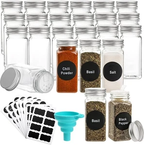 16 Pack Plastic Spice Jars, 120ml Spice Bottle Square Seasoning Containers, Reus - Picture 1 of 5