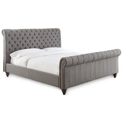Steve Silver Swanson Tufted Queen Sleigh Bed in Gray - Image 1 of 4