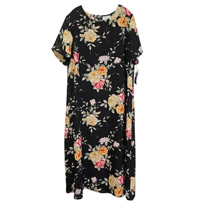 Vestido Jennifer Moore Mujer 20W Negro Floral Maxi Transparente De Colección Nuevo Con Etiquetas Foto 1 de 4