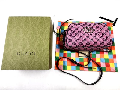 Gucci GG Marmont Shoulder Bag Diagonal Quilted GG Canvas Pink w/ Dust Bag & Box - Image 1 of 4