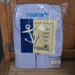 Vintage WindJammer Pajama Set Men’s 100% Cotton Navy Blue Striped Large (42-44) - Picture 1 of 7