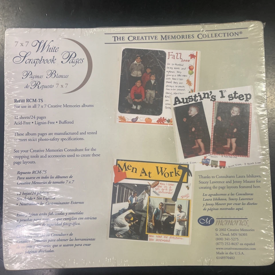 Repuesto de página de álbum de recortes Creative Memories 7x7 blanco 12 hojas/24 páginas RCM-7S NUEVO EN PAQUETE Foto 1 de 1