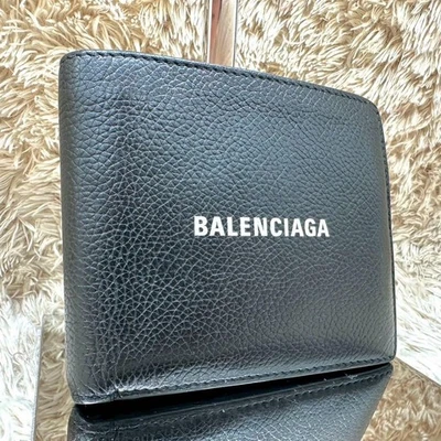 Balenciaga 日常皮革双折钱包银色五金黑色正品 — 第 1/4 张图片