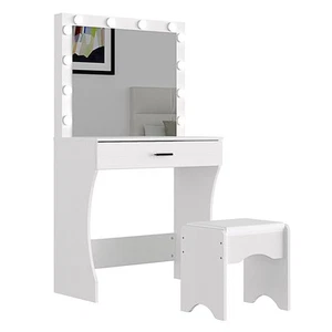 Vanity Desk with Mirror and Adjustable Lights, One Drawer Storage Makeup Tabl... - Picture 1 of 7