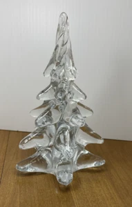 Figura de árbol de vidrio artístico 8" transparente vintage árbol de Navidad centro de mesa de invierno - Imagen 1 de 9