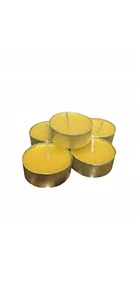 Pure Raw Natural Organic Golden Yellow Beeswax Tin Tealight Candles 12 Pack - Picture 1 of 1