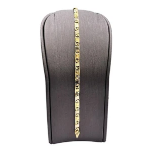 18ct 18k Two Tone Gold Italian Bar Link Bracelet 10.68 Grams 20cm. Brand New - Picture 1 of 8