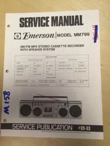Emerson Service Manual for the MM799 Cassette Radio Boombox mp - Picture 1 of 1