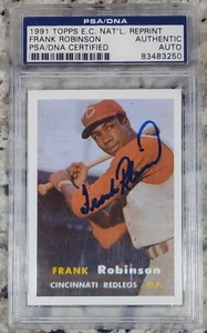 Frank Robinson Firmado Automático 1957 Topps Béisbol Novato Reimpresión RC PSA ¡Losa! - Imagen 1 de 2