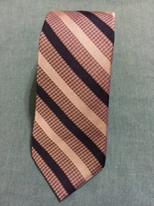 HICKEY FREEMAN Purple and Navy Blue Diagonal Stripes All of 100% Silk 59”X3.25” - Picture 1 of 8