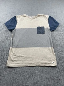 Quiksilver Shirt Mens Large Beige Blue Logo Surfer Surfing Pocket Tee 1053 - Picture 1 of 11