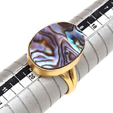Abalone Shell Gemstone Handmade Unisex 925 Silver Jewelry Ring"9"