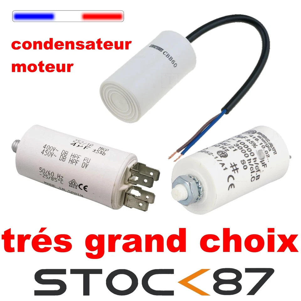 condensateur moteur au choix 2,5; 3; 4; 6; 8; 10; 20; 25; 30; 40; 50; 60; 80 uF  - Photo 1/1