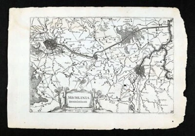 Mapa Colom 1696 Mechlinia Dominio Bélgica Bruselas Malinas Vilvoorde Flandes Foto 1 de 4