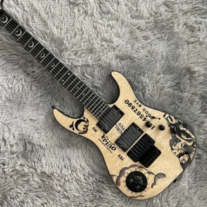 solid body ST Electric Guitar Burlywood Moon Pattern Print Inlay HH Pickups - Picture 1 of 5