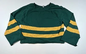 Nordstrom BP Green & Yellow Varsity Stripe Long Sleeve T-Shirt Small Raw Hem - Picture 1 of 6