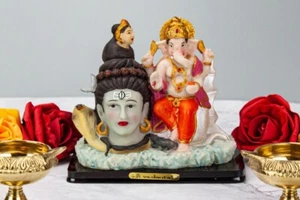 Lord Shiva Ganesha Statue Hindu God Shiv Shankar Ganesh Pooja Home Ornament Deco - Picture 1 of 6