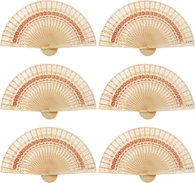 60 Pack Sandalwood Fans Wedding Favors, Hand Held Folding Wooden - Image 1 of 4