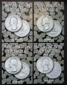 Set of 4 He Harris Washington Quarters Coin Folders Number 1-4 1932-1998 Book