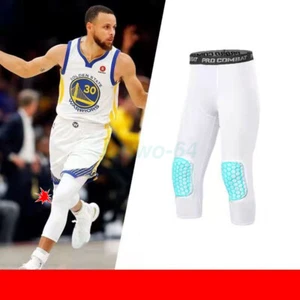 Men Basketball Sport Pants Knee Protection Anti-collision Compression Leggings - Picture 1 of 25