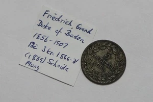 🧠🇩🇪 GERMANY BADEN 3 KREUZER 1869 SILVER B73 #K8116 - Picture 1 of 3