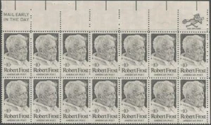 Mail Early, Zip Block of 14 - Scott 1526 - 10 cent - Robert Frost - 1974 - MNH - Picture 1 of 1