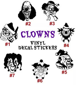 Scary Clown Vinyl Decal Sticker Car Window Art Wall Laptop Halloween USA Seller - Picture 1 of 11