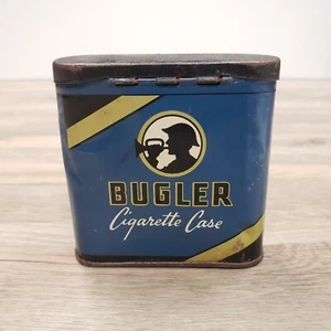 Vtg Bugler Tin Cigarette Case Tobacco WW II Logo Profile Helmet & Bugle - Picture 1 of 15