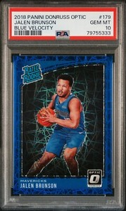 2018-19 Panini Donruss Optic Blue Velocity #179 Jalen Brunson RC PSA 10 GEM MINT