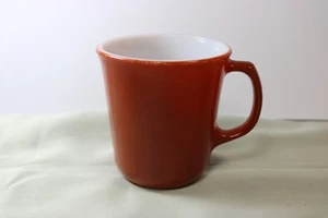 Vintage Solid Orange Rust Mug (s) Corning Pyrex Glass USA White Cup Pumpkin - Picture 1 of 6