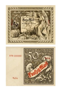 50 Mark, Reichskassenschein, Fünfzig Mark, Wertlos, 1882, Reproduktion - Bild 1 von 1