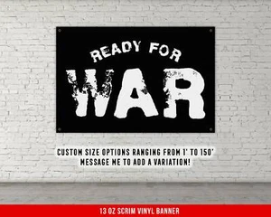 Banner de gimnasio motivacional - arte de pared listo para la guerra - Imagen 1 de 7