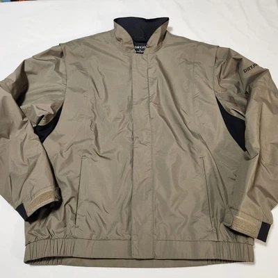 Footjoy Dryjoys Jacket Mens XL Taupe Black Full Zip 3 Pocket Rain Windbreaker - Image 1 of 4